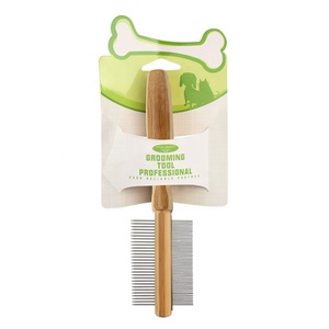 工場卸売竹木製ハンドル猫ノミ櫛ペット犬毛グルーミング櫛 - Product Image 5