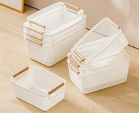Panier de rangement en plastique creux multifonctionnel avec poignée, style minimaliste pour salle de bain, bureau, cuisine, fruits, légumes