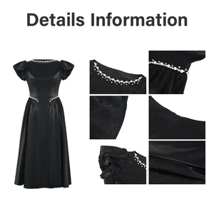 ZYHT 45153 Venta al por mayor A-Line Banquete Vestidos de noche Elegante <span class=keywords><strong>Curvy</strong></span> Perlas Decoración Maxi Longitud Señoras Negro Vestidos de <span class=keywords><strong>fiesta</strong></span> largos - Product Image 4