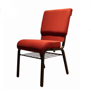 Chaise d'église empilable en métal avec rembourrage en tissu, étagère sous le siège, clips de connexion, mobilier de théâtre ergonomique et durable - Product Image 1