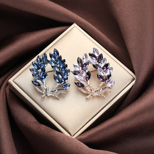 Broche de Planta de Cristal con Engaste de Garra de Aleación de Zinc, Morado y Azul, Accesorio de Moda para Fiesta de Mujer - Product Image 2