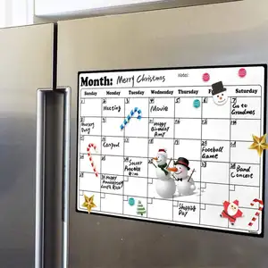 Tablero planificador semanal Calendario de pared acrílico Borrado en seco Pizarra blanca Refrigerador Calendario magnético para nevera