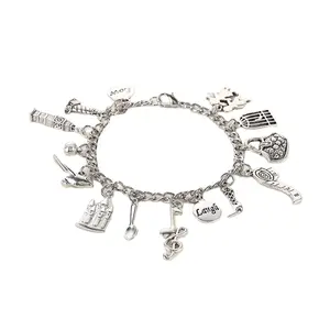 Hot selling alloy castle spoon birdcage charms bracelets diy jewelry