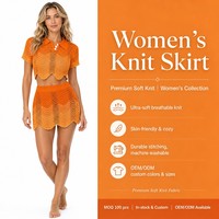 LOGO Kustom Wanita Oranye Kerah Polo Lengan Pendek Mini Set Dua Potong Rajutan Viscose Fashion Chic Musim Panas Grosir Atasan Berkualitas Tinggi