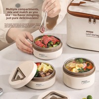 TIANXING Boîte à bento isolée en acier inoxydable 316 Boîte à lunch portable double couche pour employés de bureau et étudiants