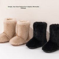Nouvelles bottes longues en coton pour femmes, style européen et américain, chaudes et épaisses, antidérapantes, style Shibuya, mi-mollet, pour l'hiver