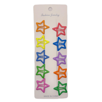 Yi sucre 10 pièces par paquet bling étoiles formes pinces à cheveux épingle à cheveux pinces kawaii cheveux accessoires bébé pinces multi couleurs pour enfants