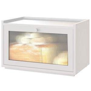 Boîte à pain en bambou Lgjg 42x26x25cm avec porte en verre, rangement de cuisine pour articles de boulangerie - Product Image 3