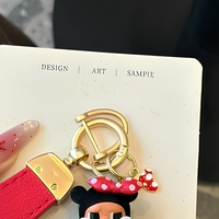 Porte-clés mignon pour bébé fille, style anime, avec sangle en cuir, pendentif dessin animé, breloque de sac, accessoire pour clés de voiture