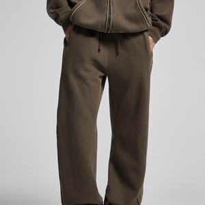 Pantalon de survêtement large pour homme, 420 GSM, coupe ample, délavé à l'acide, style vintage, streetwear, ourlet ouvert personnalisé, polyester/coton - Product Image 2