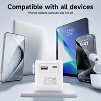 Fabrika Toptan Dünya Seyahat Adaptörü 10A Saf Bakır PD45W Hızlı Şarj Cihazı 2 Tip-C+USB-A Çoklu Ülkeler İçin Seyahat Adaptörü