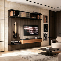 Meuble TV moderne sur mesure pour salon, centre de divertissement, unité de rangement multimédia, design personnalisé, montage facile