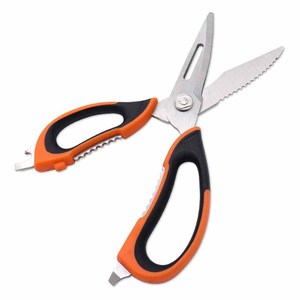 <b>Kitchen</b> <b>Scissors</b> Stainless Steel Orange And Black Straight Head Multi Functional For Meat Bone Cutting Home Use - Product Image 1