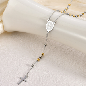 Collane Religiose Vintage con Ciondoli in Acciaio Inox <span class=keywords><strong>Collana</strong></span> di Moda con Croce per Donna <span class=keywords><strong>Catena</strong></span> Minimalista con Pendente a <span class=keywords><strong>Rosario</strong></span> Gioielli - Product Image 6