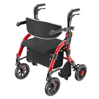 Déambulateur pliant portable pour personnes âgées, réglable, avec siège, pour le shopping et l'extérieur, aide à la mobilité avec accoudoirs