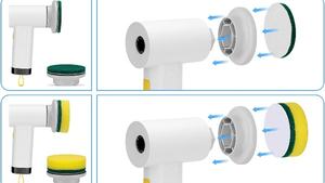 Sikat Pembersih Elektrik Isi Ulang CE 4 Kepala Sikat 2 Kecepatan Dapat Diatur Tahan Air IPX6 Baterai 3000mAh Produk Cetakan Pabrik - Product Image 3