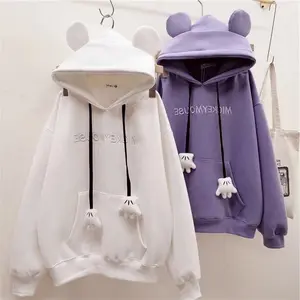 2023 Autumn and winter women's hoodie plus fleece thickened cartoon embroidery hoodie women's coat loose fashion student hoodies