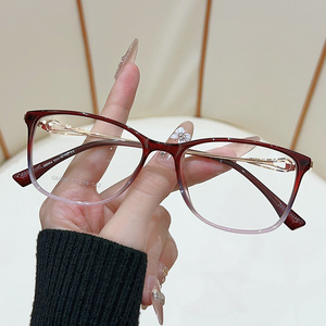 Women's TR90 Rectangle <b>Eyeglasses</b> <b>Frames</b> Full Rim Lightweight Solid Color Resin Lens Fashionable Decorative Optical <b>Frame</b> - Product Image 1