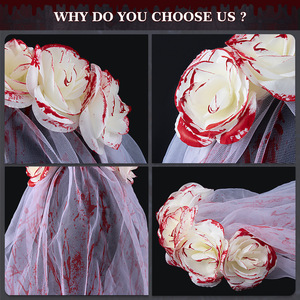 Nuevo Velo de Novia Fantasma con Salpicaduras de Sangre, Pinza para el Cabello, Máscara, Accesorio de Disfraz para Fiesta de Halloween, Venta al por Mayor - Product Image 3