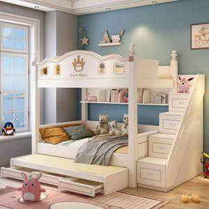 <span class=keywords><strong>Lit</strong></span> superposé pour filles au design français avec <span class=keywords><strong>toboggan</strong></span>, meubles de chambre à coucher pour garçons, conçus pour les appartements d'enfants - Product Image 6