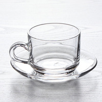 Ensemble de tasses à café en verre réutilisable pour ménage en verre transparent et soucoupe