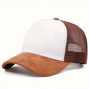 Casquette de baseball trucker en daim à 5 panneaux avec logo brodé personnalisé pour homme 2024 - Product Image 5