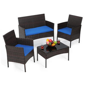 أثاث فناء خارجي عالي الجودة بسعر منخفض، طقم أريكة حديقة من الراتان مكون من 4 قطع مع وسائد - Product Image 2