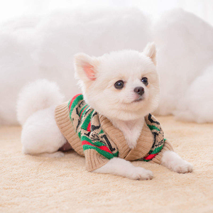 Luxuriöser Designer-Hundepullover Maßgefertigte Winter-Strickjacke mit Druckmuster Wollmaterial Warme Haustierkleidung für Welpen und Katzen - Product Image 4