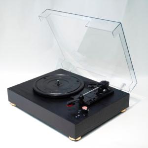 Tourne-disque rétro vintage en <span class=keywords><strong>bois</strong></span> avec entrée auxiliaire 5.0, lecteur de disques vinyles 3 vitesses, haut-parleurs intégrés, couleurs personnalisables - Product Image 1