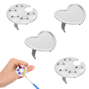 Paquete de 4 Mini Paletas para Decoración de Uñas, Bandeja Mezcladora Portátil de Acero Inoxidable para Manicura, para Salón y Viajes - Product Image 1