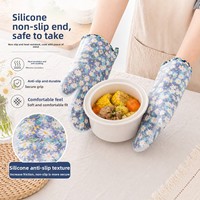 Sarung Tangan Gel Silikon Panjang Ekstra Tahan Panas Anti-panas Lapis Ganda Tebal Isolasi Aman untuk Oven Panggang