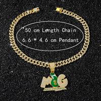 Collier pendentif sac à monnaie avec lettres MSG, entièrement serti de zircone cubique (CZ), plaqué or sur argent, chaîne cubaine, bijoux pour hommes style Hip-Hop