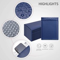 Enveloppes à bulles bleues rembourrées à prix de gros, sacs d'emballage pour coursier, pochettes à bulles noires mates en polyéthylène