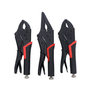 Industrial Locking Pliers Chrome Vanadium Steel Round Jaw Smooth Surface 8 Inch Imperial Size Black Handle With Red Accents - Product Image 2