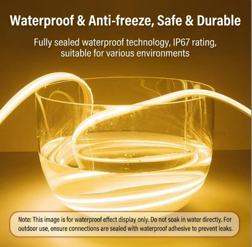 LED Strip Light 220V High Voltage IP67 Waterproof COB Strip Flexible Plug-and-Play Remote Control Dimmable Warm White Outdoor · image 3