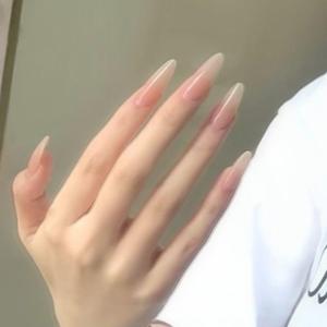 <span class=keywords><strong>Uñas</strong></span> acrílicas de longitud media-larga para novias, estilo francés, cobertura completa, forma almendrada, con pegamento removible, aplicación en dedos, minimalistas. - Product Image 2