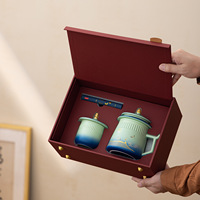 Tasse à thé moderne en porcelaine jetable avec couvercle à paille, séparation pour thé, compatible lave-vaisselle et micro-ondes, coffret cadeau d'affaires YUBIN CH-40