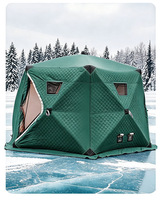 Tente de camping yourte pour pêche sur glace, 6-8 personnes, imperméable, rembourrage matelassé épais 1000-1500 mm, motif losanges, pliable et portable