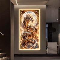 Décoration Murale de Luxe en Alliage d'Aluminium avec Images HD, Cadre LED Dragon, Art Mural pour la Maison, Vente en Gros Usine