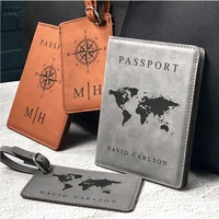 Couverture de passeport de voyage, élégante, stylée, en cuir, couleur rouille, noir ou rose, carte pays