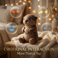 Peluche Intelligente ChatGPT Otter Cyan Cuteyeah avec Induction Tactile, LED Clignotante, Support Multilingue pour la Conversation Quotidienne, en Polyester, Vente en Gros ODM