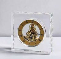 Nouvelle conception personnalisée, horloge de table mécanique en cristal gravée au laser 3D, écologique, avec un thème d'amour