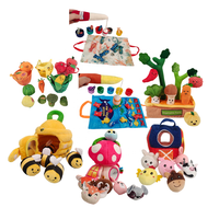 En gros, jouets en peluche éducatifs en tissu de coton pour filles, ensembles de jeu sensoriels sur le thème de la ferme et du jardin (légumes, champignons), tapis de jeu artistique et tapis de sol en maille