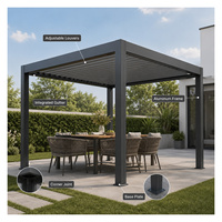 Pergola de jardin motorisée à LED avec drainage intégré, imperméable, à lames orientables, pour terrasse, patio, villa