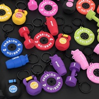Accessoires de mode pour sacs de sport : Porte-clés en PVC souple, pendentifs mini haltères, haltères, kettlebells et porte-clés de gym