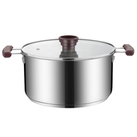Ensemble de trois casseroles empilables écologiques colorées à bouton rétractable sans revêtement, style américain, en acier inoxydable, fond plat en métal