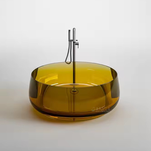 Bañera transparente Hanga Freestangding, bañera redonda de piedra de resina transparente, bañeras de lujo coloridas a la venta - Product Image 4