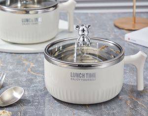 Bol en acier inoxydable pour nouilles instantanées, fruits, service de soupe, salade, vaisselle avec couvercle pour l'école, le bureau, le camping, la maison, la cuisine - Product Image 5