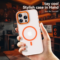 Étui de téléphone magnétique en caoutchouc TPU+PC pour 16 Pro Max, protection antichoc 360°, protection de l'objectif, texture mate
