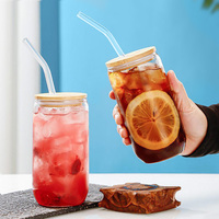 Verre réutilisable transparent en borosilicate résistant à la chaleur, sans BPA, anti-fuite, compatible lave-vaisselle, design minimaliste moderne, 12oz, 16oz, 20oz, 24oz
